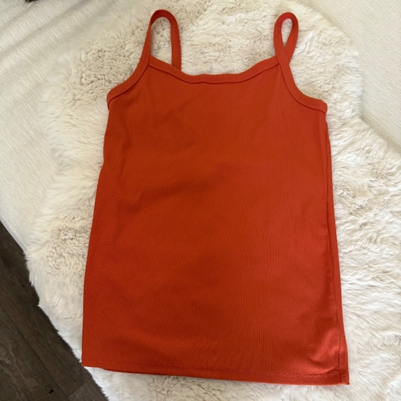 Rust Ribbed Knit Cami Tank | Soft Stretch Slim Fit - Size Small - Picture 3 of 4